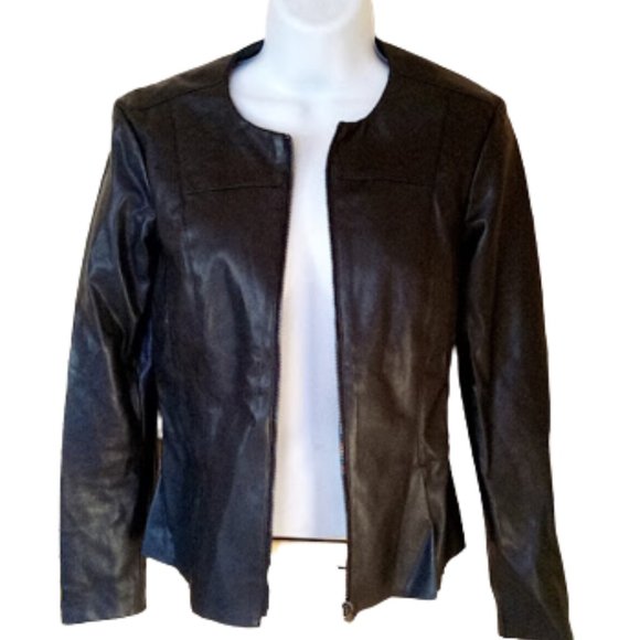 ZARA  Black Peplum Faux Leather Jacket Size XS - Picture 2 of 6